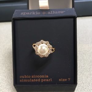 New sparkle allure simulated pearl ring